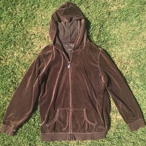 Made for Life Brown Velour Velvet Zip up Hoodie